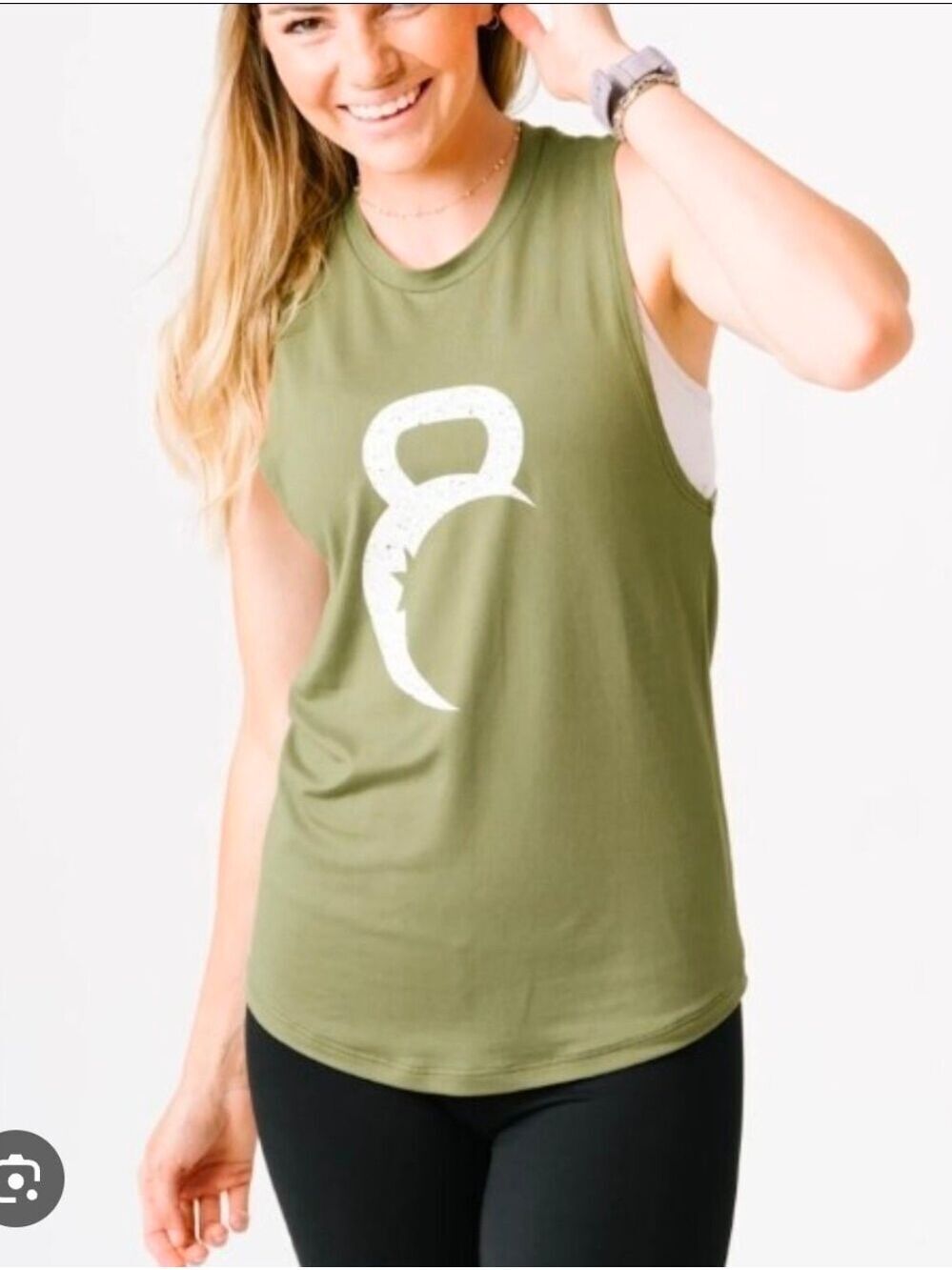 ZYIA Active Kettle Moon Olive Graphic Muscle Tank